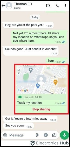 Send live location-Share location on Whatsapp