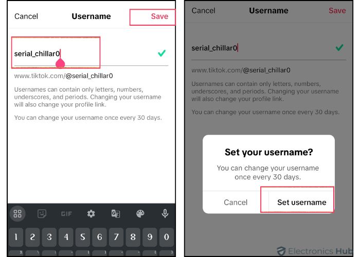 Set Username-change username tiktok