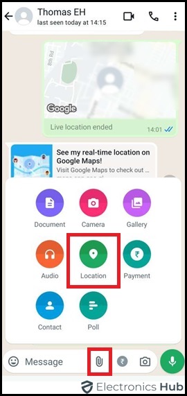 Share your Current Location on Android WhatsApp