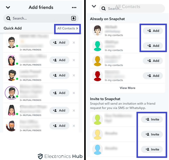 Sync Contacts-Snapchat find friends