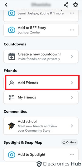Tap Add Friend-Find Snapchat usernames