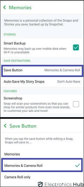 Tap Memories & Camera Roll-Can you save snapchat videos
