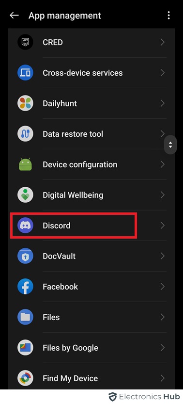 Tap on Discord - restart Discord on Android