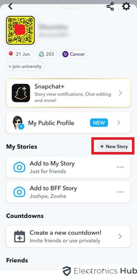 Tap on +New Story For Private Story