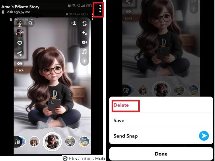 TapThreeDots to delete snap-Deleting Snapchat Stories