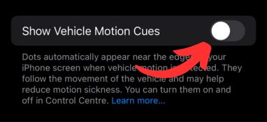 Vehicle Motion Cues -iOS 18