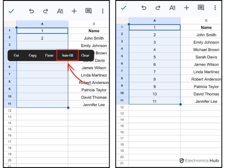 choose autofill - google sheets autofill date