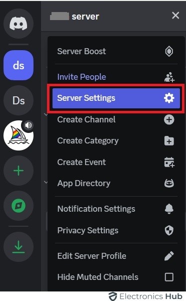 click server settings-delete servers discord