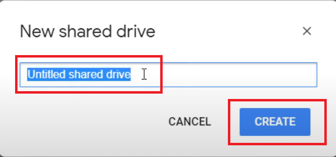 Create Shared Drive in google drive