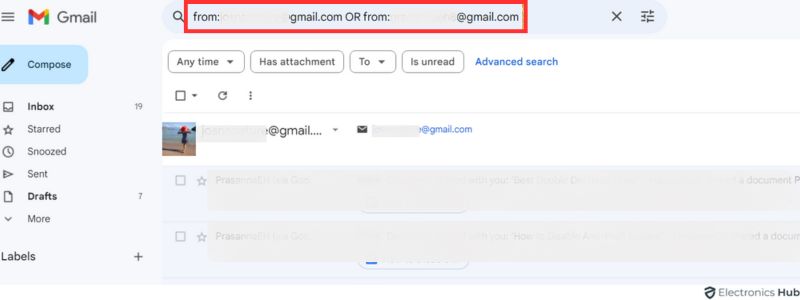 emails from multiple senders - In Gmail