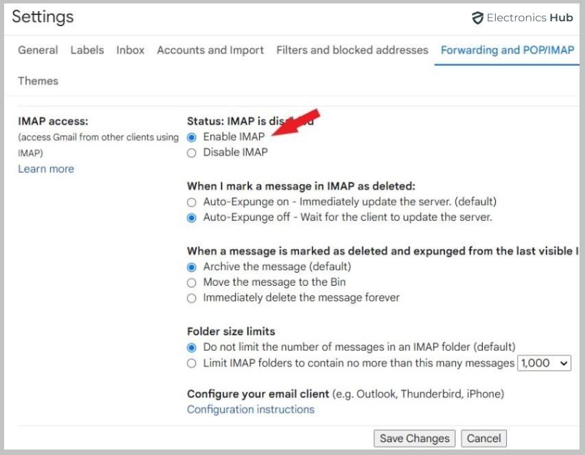 enable IMAP-imap setting for gmail
