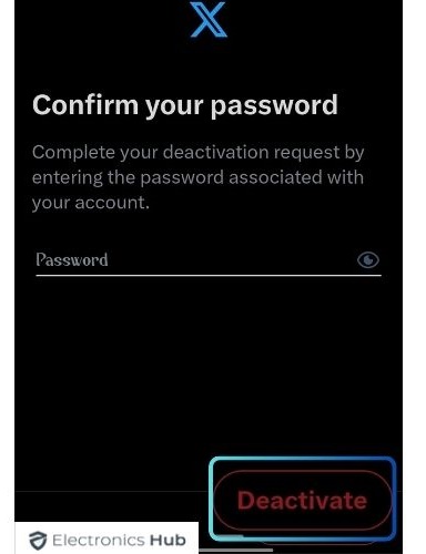 enter your password- Delete Twitter account