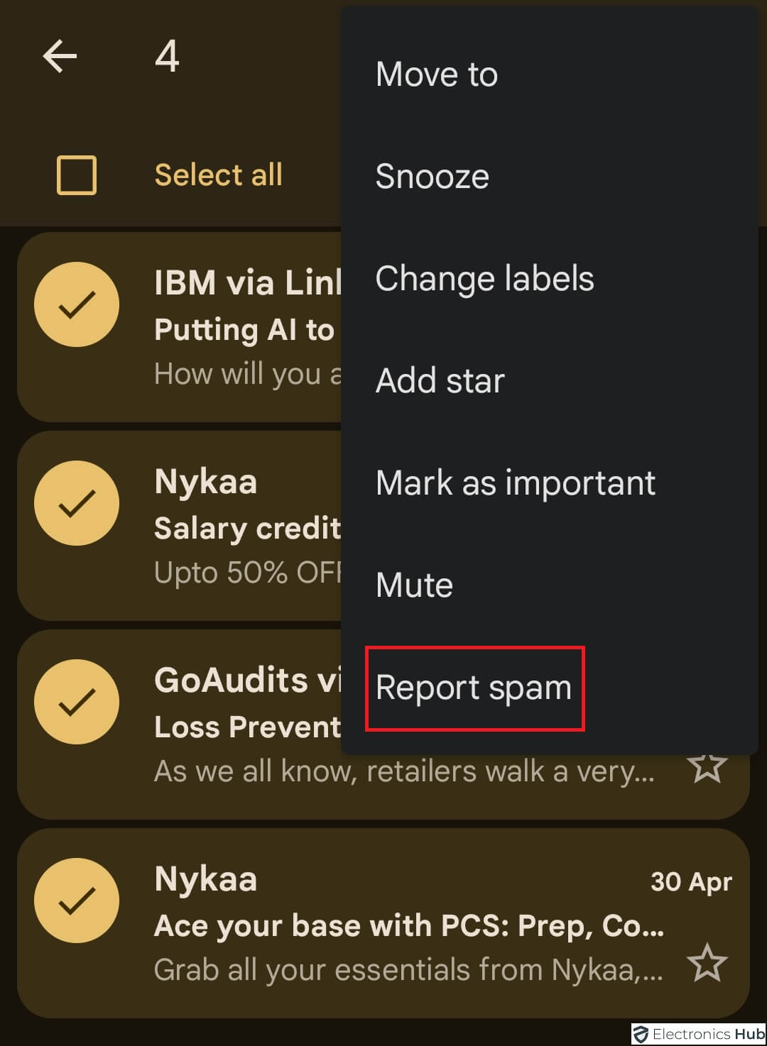 multiple spam emails-report an email in Gmail