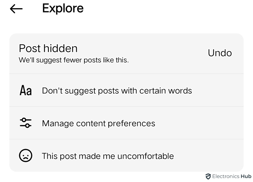 post hidden - reset explore page on instagram