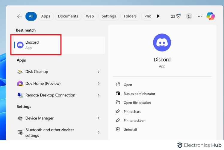 search Discord - restart Discord on windows
