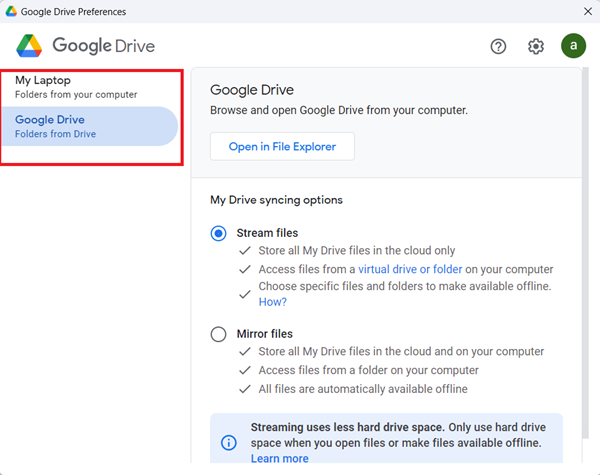 select folder -video upload to google drive