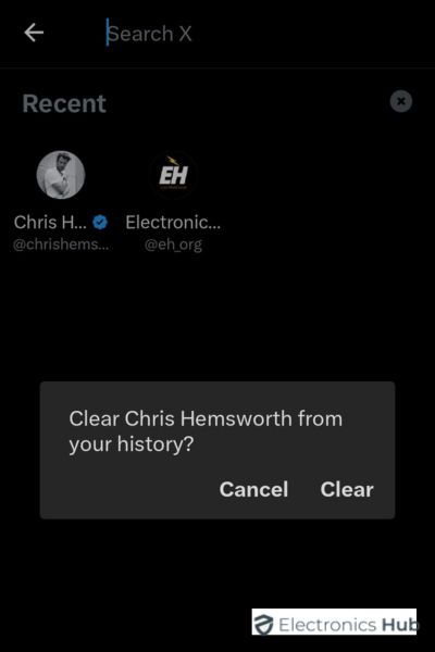 tap and hold - remove twitter search history
